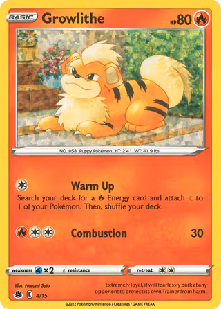 Growlithe 4/15 Pokemon card