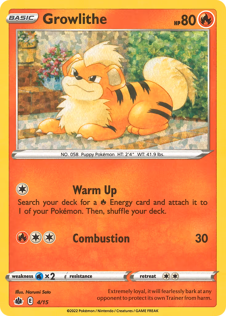 Growlithe 4/15 Pokemon card