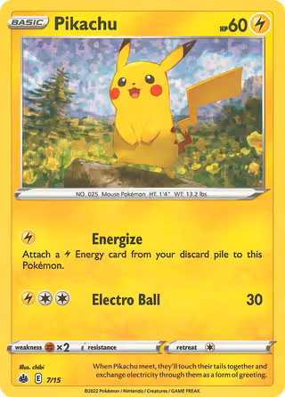 Pikachu 7/15 Pokemon card