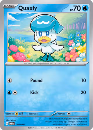 Quaxly 3/15 Pokemon card