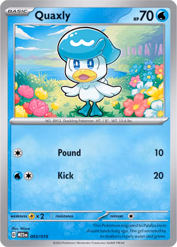 Quaxly 3/15 Pokemon card