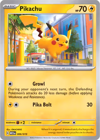 Pikachu 6/15 Pokemon card