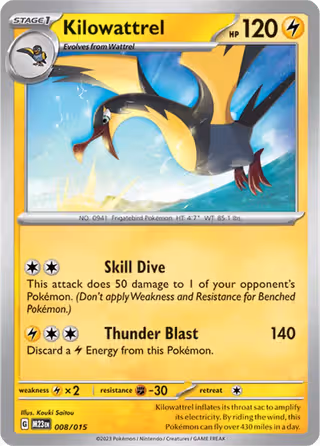 Kilowattrel 8/15 Pokemon card