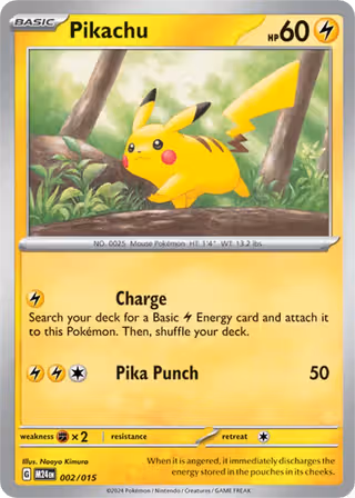 Pikachu 2/15 Pokemon card