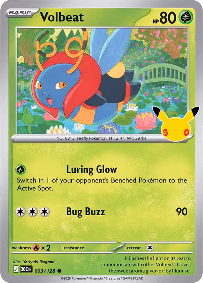Volbeat 003/128 30th Celebration Pokemon card