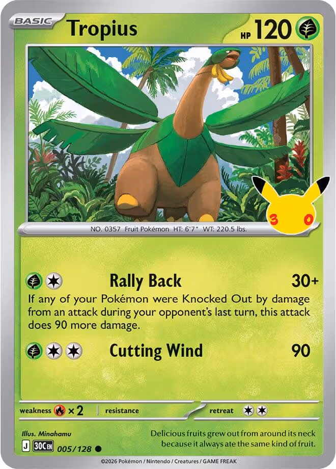 Tropius 005/128 30th Celebration Pokemon card