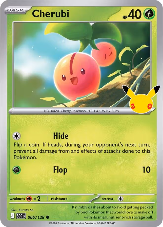 Cherubi 006/128 30th Celebration Pokemon card