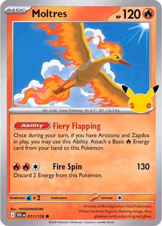 Moltres 11/128 Pokemon card