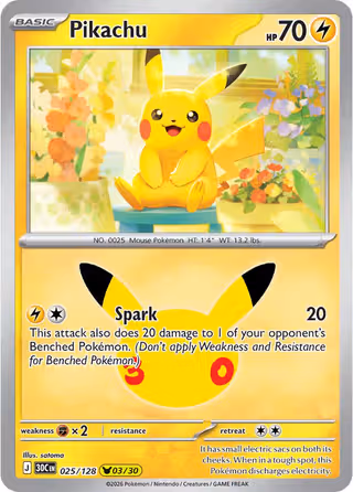 Pikachu 25/128 Pokemon card