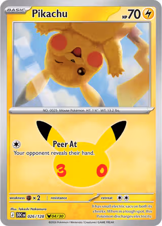 Pikachu 26/128 Pokemon card