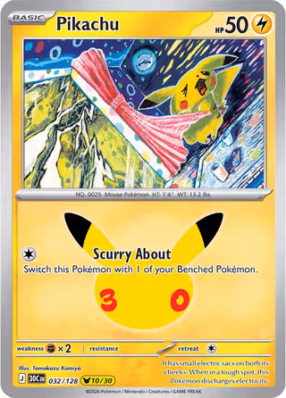 Pikachu 32/128 Pokemon card