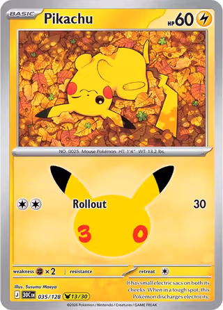 Pikachu 35/128 Pokemon card