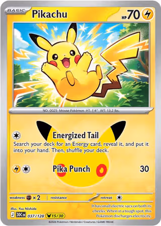 Pikachu 37/128 Pokemon card