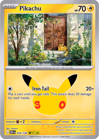Pikachu 39/128 Pokemon card
