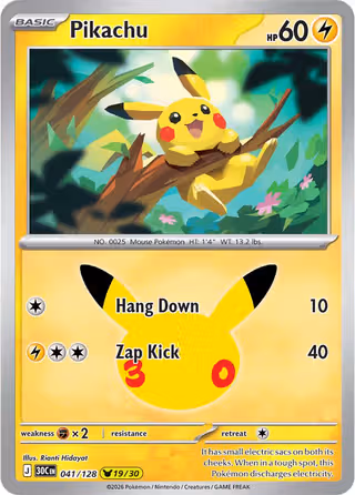 Pikachu 41/128 Pokemon card