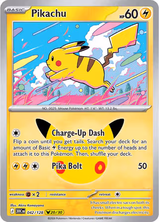 Pikachu 42/128 Pokemon card