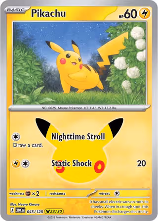 Pikachu 45/128 Pokemon card