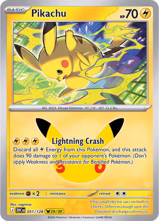 Pikachu 51/128 Pokemon card