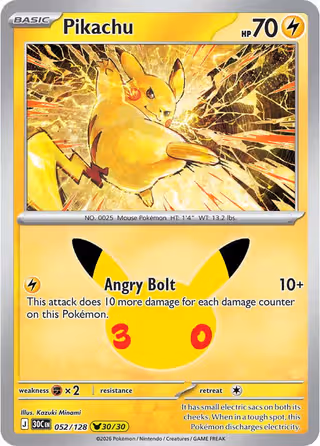 Pikachu 52/128 Pokemon card