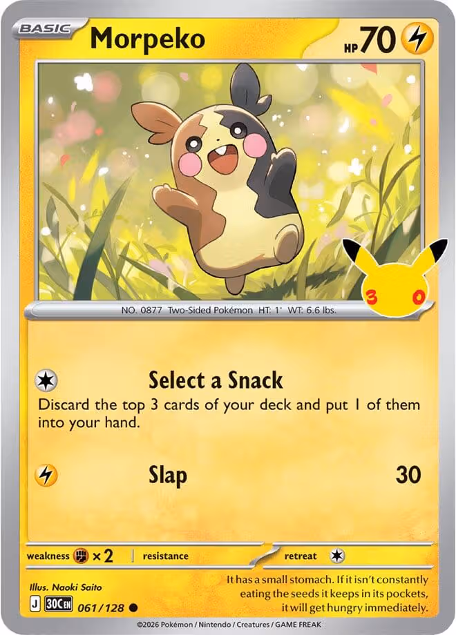 Morpeko 061/128 30th Celebration Pokemon card