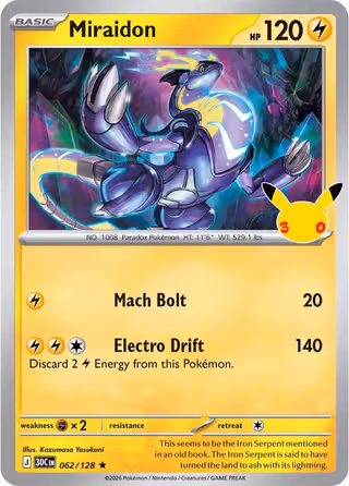 Miraidon 62/128 Pokemon card