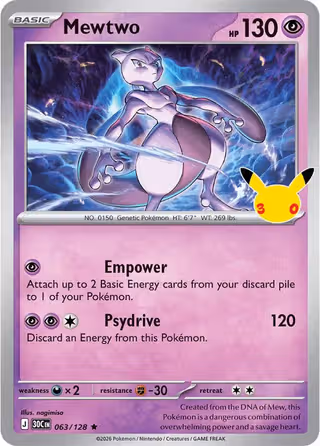 Mewtwo 63/128 Pokemon card