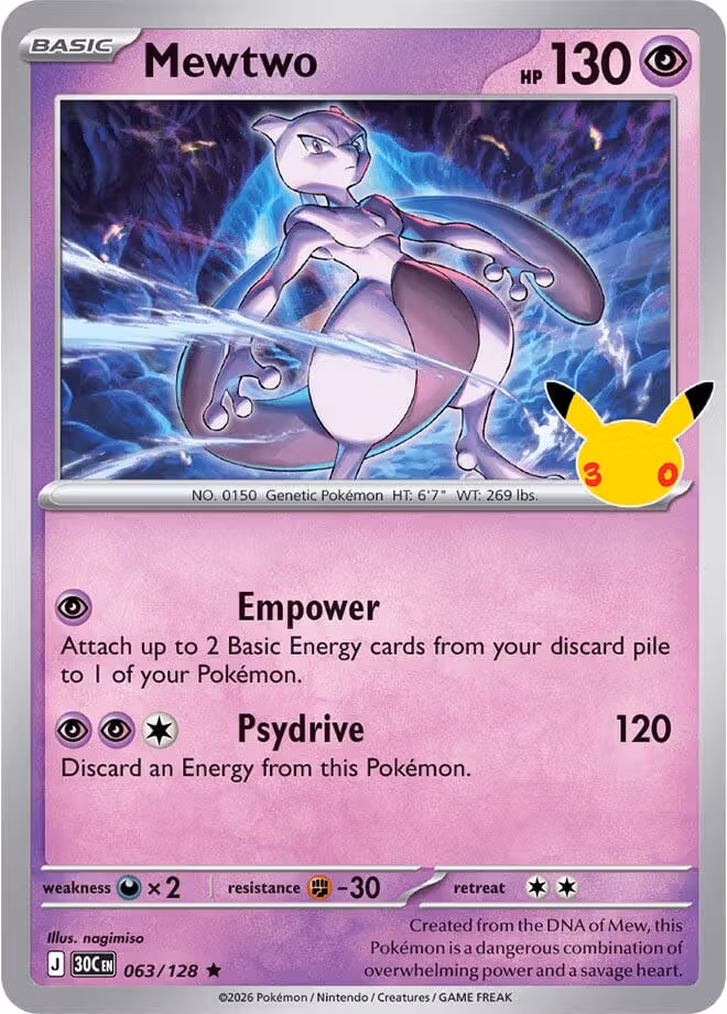Mewtwo 063/128 30th Celebration Pokemon card