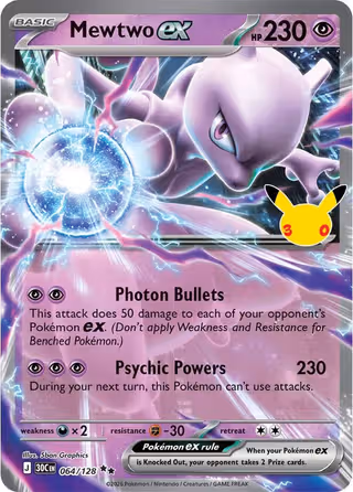 Mewtwo ex 64/128 Pokemon card