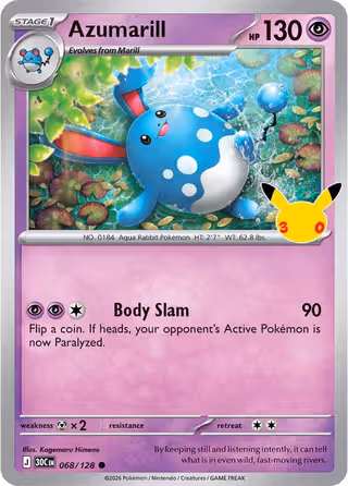 Azumarill 68/128 Pokemon card