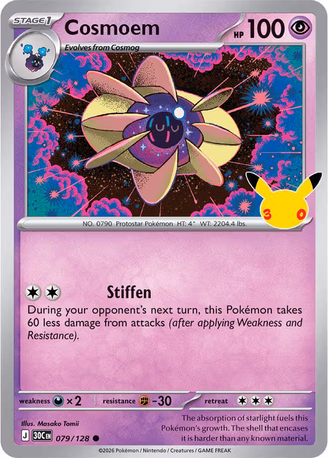 Cosmoem 079/128 30th Celebration Pokemon card