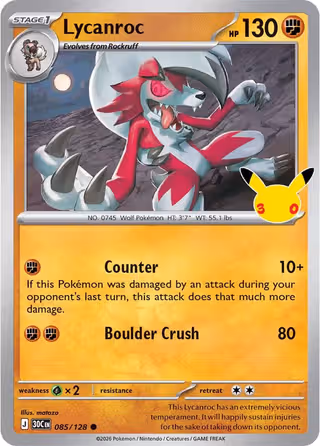 Lycanroc 85/128 Pokemon card