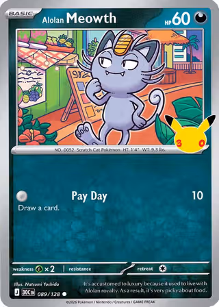 Alolan Meowth 89/128 Pokemon card