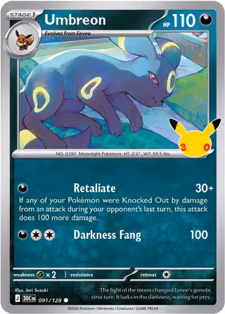 Umbreon 91/128 Pokemon card