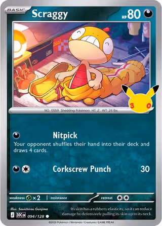 Scraggy 94/128 Pokemon card