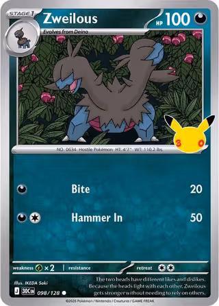 Zweilous 98/128 Pokemon card