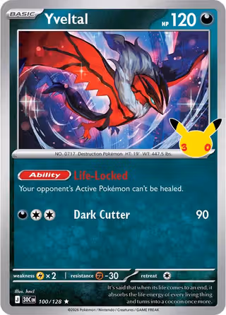 Yveltal 100/128 Pokemon card