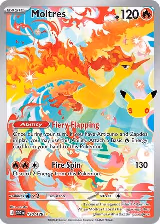 Moltres 130/128 Pokemon card
