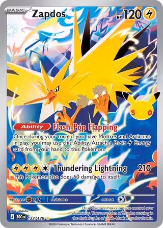 Zapdos 133/128 Pokemon card