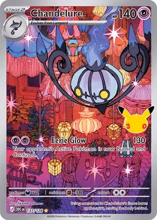 Chandelure 137/128 30th Celebration Pokemon card
