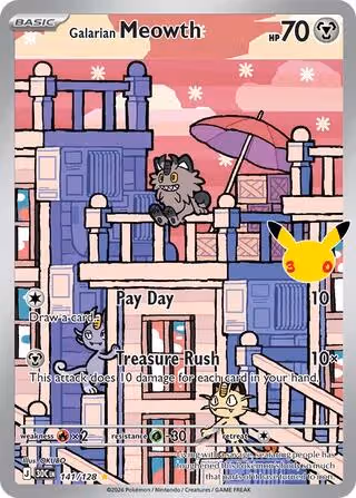 Galarian Meowth 141/128 30th Celebration Pokemon card