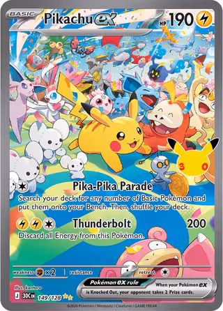Pikachu ex 149/128 Pokemon card