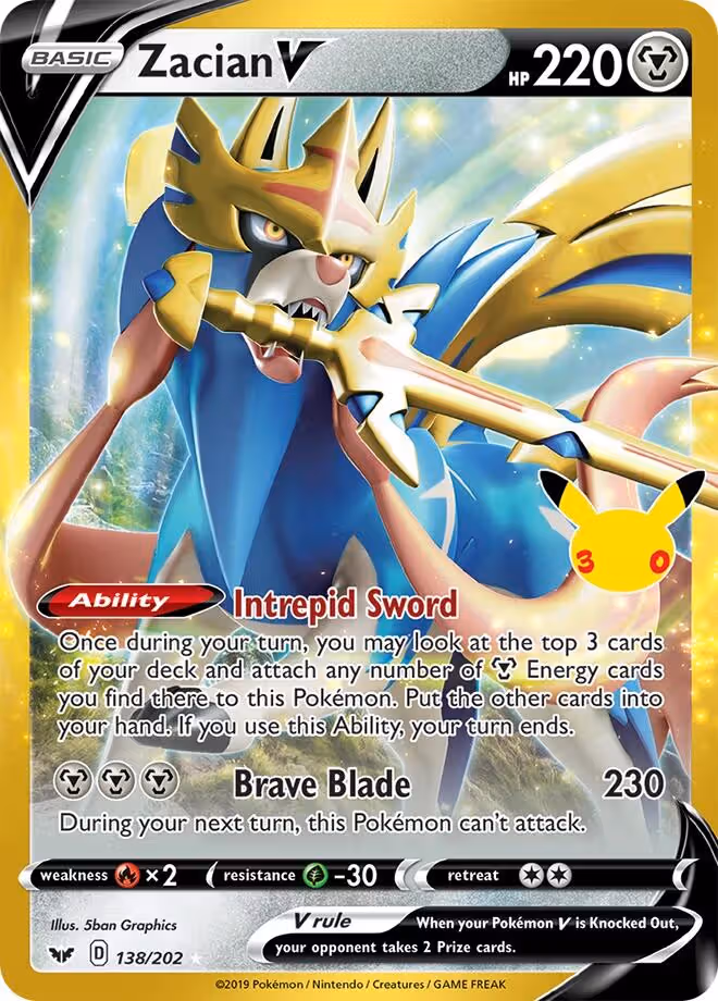 Zacian V 028 30th Classic Collection Pokemon card