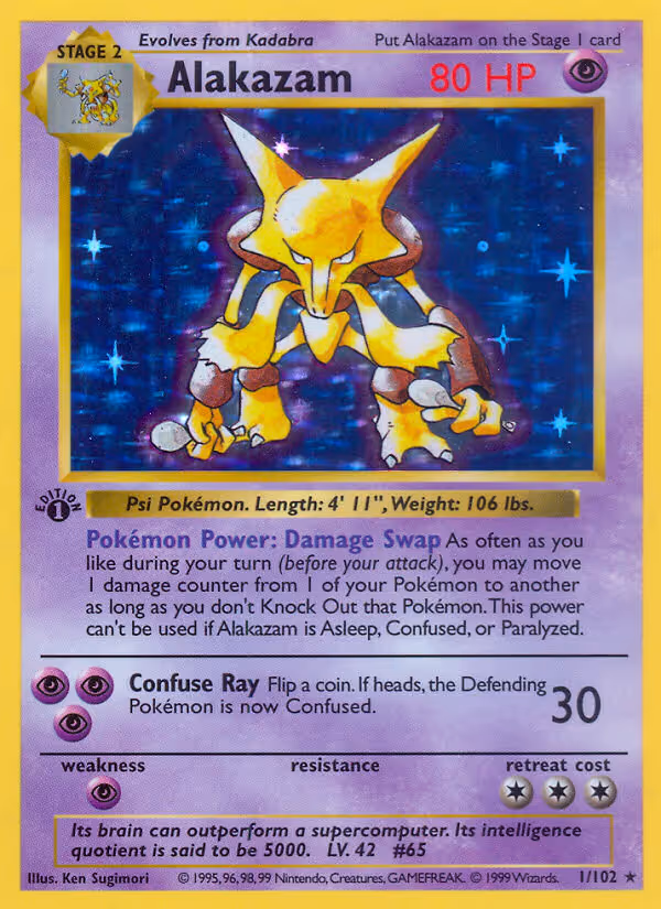 Alakazam 1/102 Pokemon card