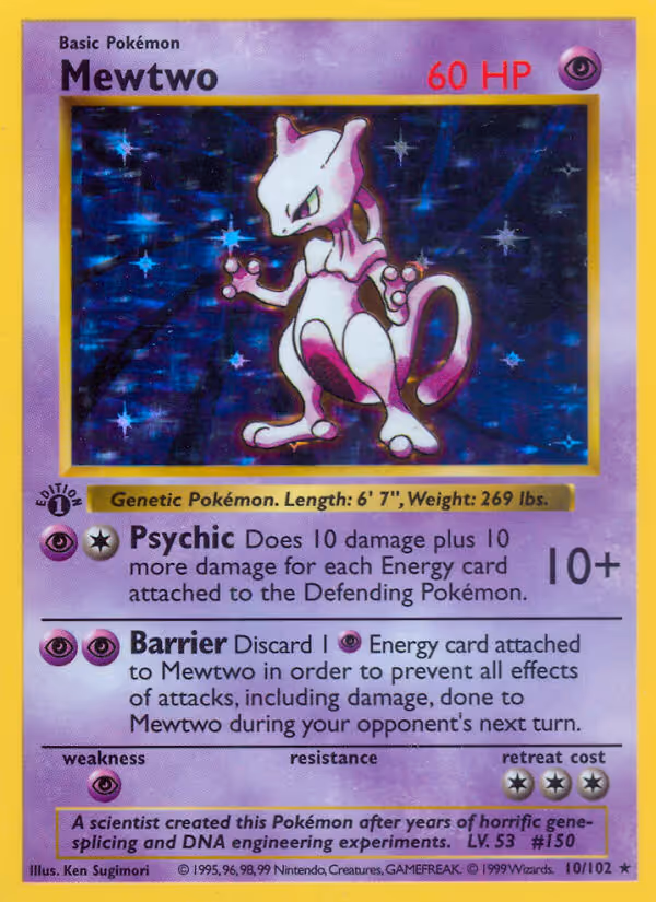 Mewtwo 10/102 Pokemon card