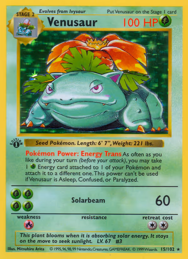 Venusaur 15/102 Pokemon card