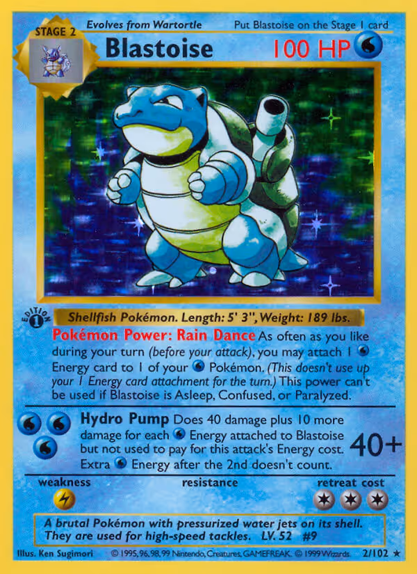 Blastoise 2/102 Pokemon card
