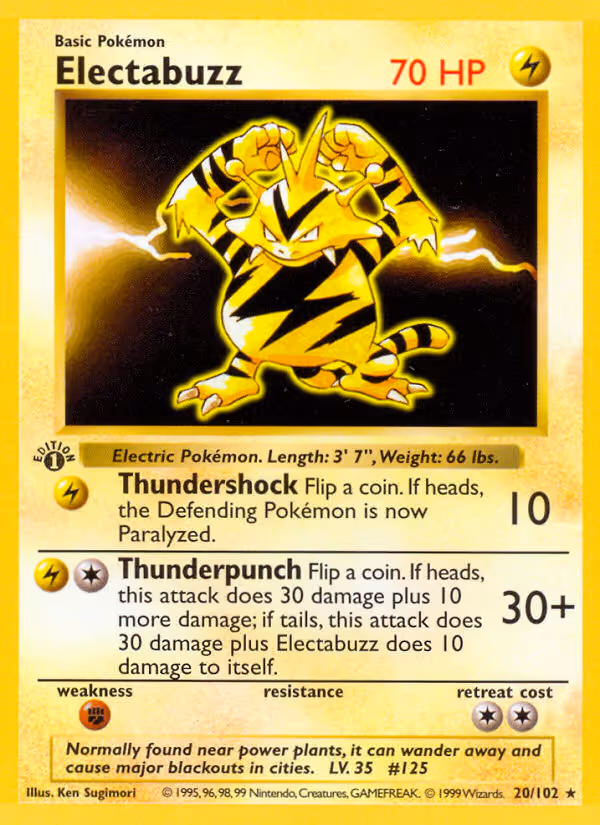 Electabuzz 20/102 Pokemon card