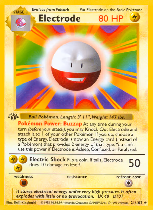 Electrode 21/102 Pokemon card