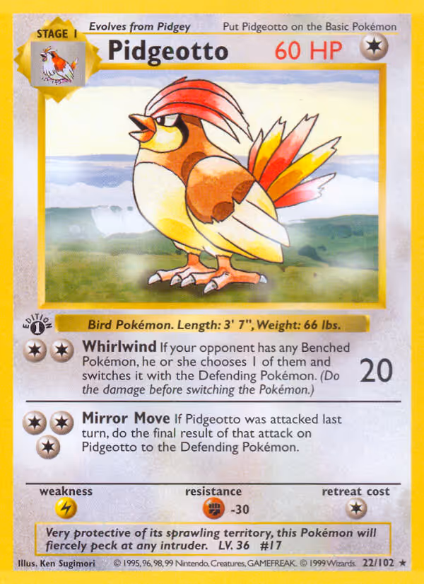 Pidgeotto 22/102 Pokemon card