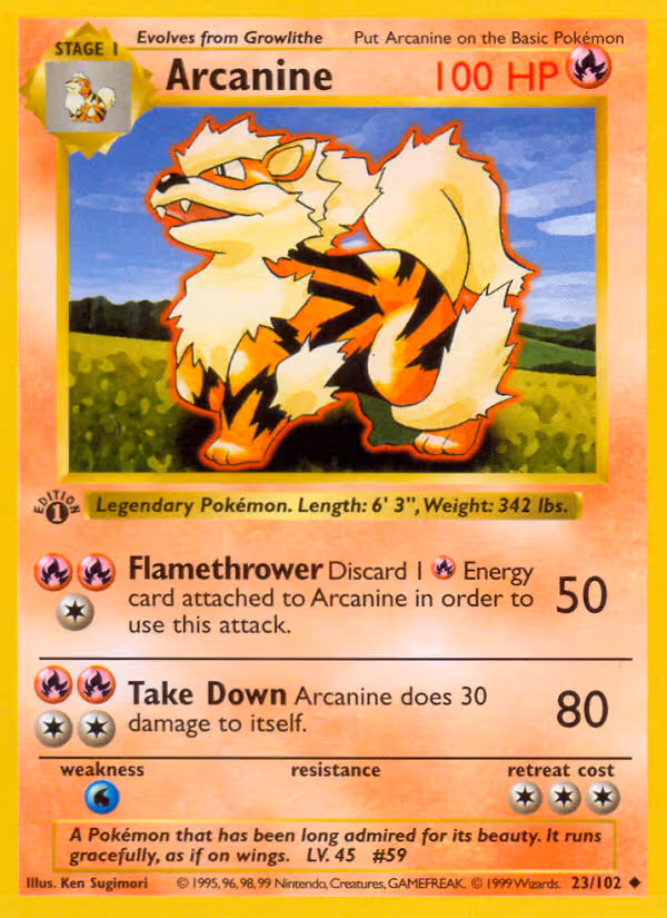 Arcanine 23/102 Pokemon card